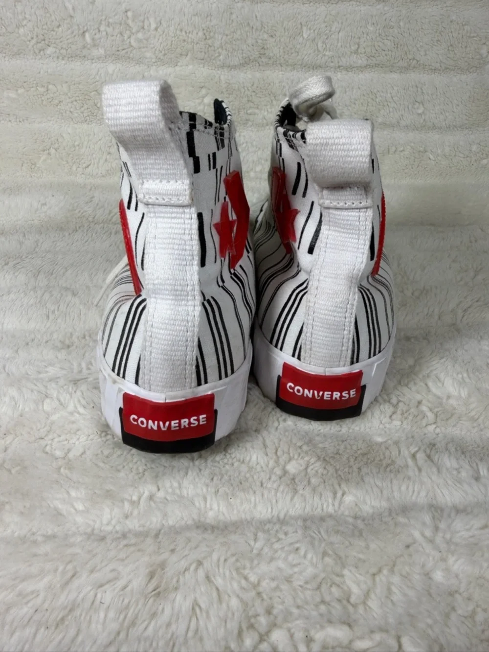 Mens 7 CONVERSE CHUCK TAYLOR UNT1TL3D HIGH "TRANSLUCENT BARCODE WHITE/RED 6.5 - Picture 6 of 8
